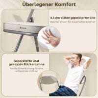 Klappstühle 4er-Set gepolstert faltbar mit Metallrahmen cremeweiss