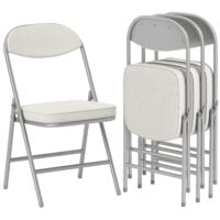 Klappstühle 4er-Set gepolstert faltbar mit Metallrahmen cremeweiss