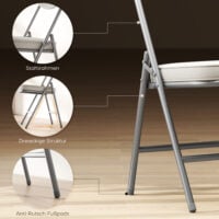 Klappstühle 4er-Set gepolstert faltbar mit Metallrahmen cremeweiss