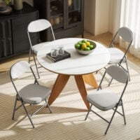 Klappstühle 4er-Set gepolstert faltbar mit Metallrahmen cremeweiss