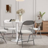 Klappstühle 4er-Set gepolstert faltbar mit Metallrahmen cremeweiss