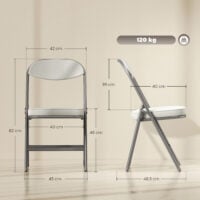 Klappstühle 4er-Set gepolstert faltbar mit Metallrahmen cremeweiss