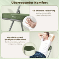 Klappstühle 4er Set gepolstert faltbar mit Metallrahmen grün