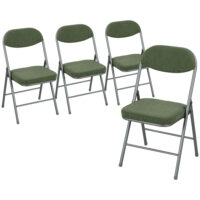 Klappstühle 4er Set gepolstert faltbar mit Metallrahmen grün