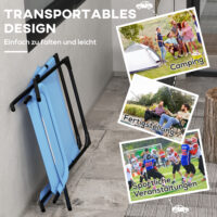 Klappstuhl mit verstellbarer Rückenlehne, 120 kg belastbar, Mesh-Material, Farbe Blau.