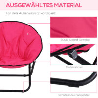 Klappstuhl Campingstuhl 80x80x75 cm, leicht und faltbar, Farbe Pink.