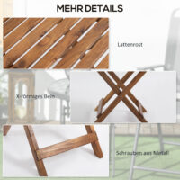 Klapptisch Set 2er Set für Balkon und Garten Akazienholz