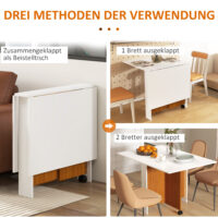 Klapptisch mit Rollen klappbare Arbeitsplatte Beistelltisch Weiss – Produktfoto zeigt modernes Design, hochwertige Materialien und funktionale Eigenschaften ideal für Wohn- oder Arbeitsbereiche. Perfekt als Einrichtungsinspiration oder zur Produktpräsentation in einem Onlineshop.