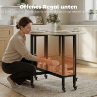 Klapptisch rollbar mit Ablage für kleine Räume Naturoptik