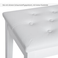 Klavierbank mit Stauraum gepolstert für Piano und Keyboard weiss
