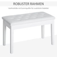 Klavierbank mit Stauraum gepolstert für Piano und Keyboard weiss