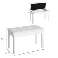 Klavierbank mit Stauraum gepolstert für Piano und Keyboard weiss