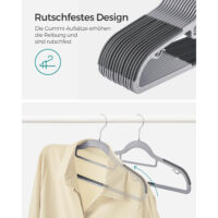 Set mit 30 schlanken Kleiderbügeln aus ABS-Kunststoff, rutschfest mit Gummistreifen, ideal für Hemden, Blusen und Jacken. Mit 360° drehbarem Metallhaken.