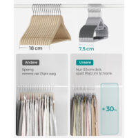 Set mit 30 schlanken Kleiderbügeln aus ABS-Kunststoff, rutschfest mit Gummistreifen, ideal für Hemden, Blusen und Jacken. Mit 360° drehbarem Metallhaken.