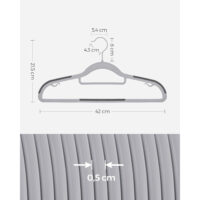 Set mit 30 schlanken Kleiderbügeln aus ABS-Kunststoff, rutschfest mit Gummistreifen, ideal für Hemden, Blusen und Jacken. Mit 360° drehbarem Metallhaken.