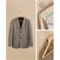 Kleiderbügel Set aus Holz 20er-Set in Naturfarbe.