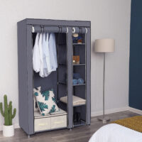 Faltschrank Kleiderschrank 110cm in Grau mit Stoffbezug.