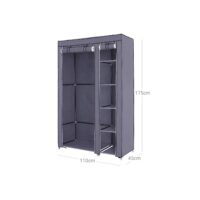 Faltschrank Kleiderschrank 110cm in Grau mit Stoffbezug.