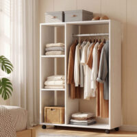Kleiderschrank Garderobe rollbar mobil 80x40x128cm weiss