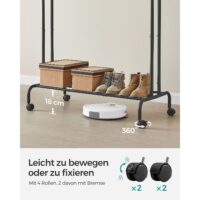 Kleiderständer Garderobenständer doppelte Stange Schwarz