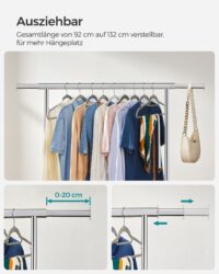 Schwerlast-Kleiderständer in Chrom, belastbar bis 90 kg.