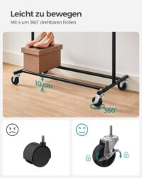 Kleiderständer in Schwarz, belastbar bis 90 kg, stabil und modern.