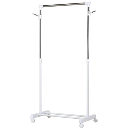 Kleiderständer rollbar höhenverstellbar mit Ablage weiss
