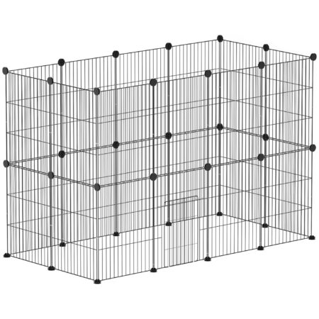 Kleintierkäfig Aussengehege modular aus Stahl schwarz