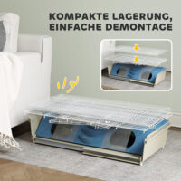 Kleintierkäfig mit 2 Etagen Rampe und Zubehör für Balkon weiss