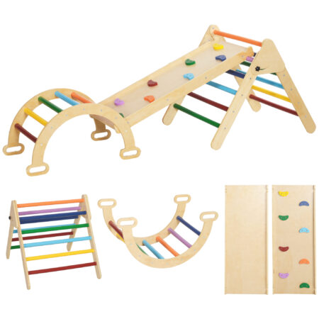 Kinder Klettergerüst 5-in-1 mit Rutsche und Rampe ab 18 Monate bunt