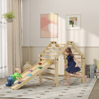 Klettergerüst faltbar mit Rutsche und Kletterwand für Kinder aus Holz