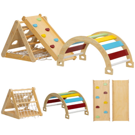 Klettergerüst Indoor für Kinder mit Rutsche und Kletterdreieck