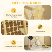 Klettergerüst Indoor mit Rutsche Schaukel und Kletternetz aus Holz