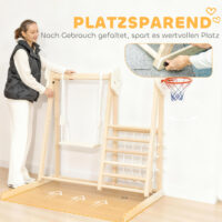 Klettergerüst Indoor mit Rutsche Schaukel und Kletternetz aus Holz