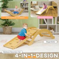 Kinder Kletterset Indoor mit Rutsche und Schaukelwippe aus Holz