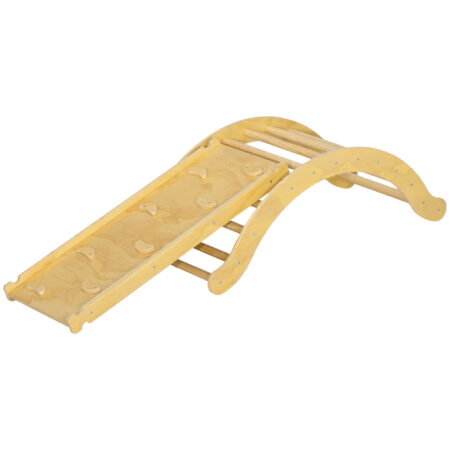 Kinder Kletterset Indoor mit Rutsche und Schaukelwippe aus Holz