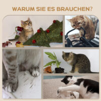 Graue 4-teilige Kletterwand mit Hängematte, geeignet für Katzen bis 5kg, schafft einen spannenden Kletterparcours.