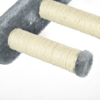 Graue 4-teilige Kletterwand mit Hängematte, geeignet für Katzen bis 5kg, schafft einen spannenden Kletterparcours.