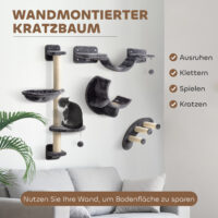 Kletterwand Set für Katzen mit Hängematte und Katzenbrücke