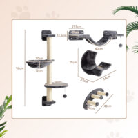 Kletterwand Set für Katzen mit Hängematte und Katzenbrücke