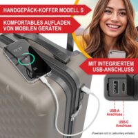 Elegantes Kofferset in Champagner mit Kofferwaage und Schutzhülle.