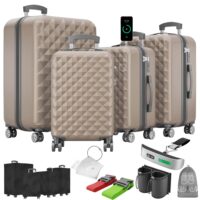 Elegantes Kofferset in Champagner mit Kofferwaage und Schutzhülle.