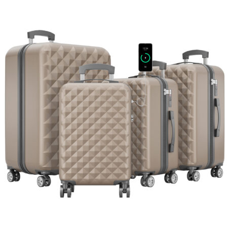 Elegantes Kofferset in Champagner mit Kofferwaage und Schutzhülle.