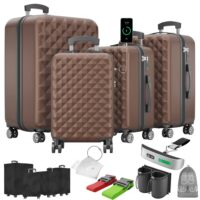 Hochwertiges 4-teiliges Kofferset in Coffee-Farbe mit Schutzhülle.
