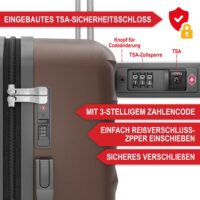 Hochwertiges 4-teiliges Kofferset in Coffee-Farbe mit Schutzhülle.