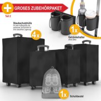 Edles Reisekoffer-Set in Rosé mit passender Schutzhülle.