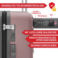 Edles Reisekoffer-Set in Rosé mit passender Schutzhülle.