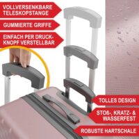 Edles Reisekoffer-Set in Rosé mit passender Schutzhülle.
