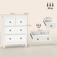Kommode mit 4 Schubladen für Schlafzimmer und Flur weiss