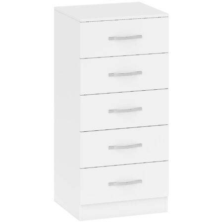 Kommode mit 5 Schubladen für Kleidung und Aufbewahrung weiss